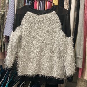 NWOT Black eyelash mesh sweater top